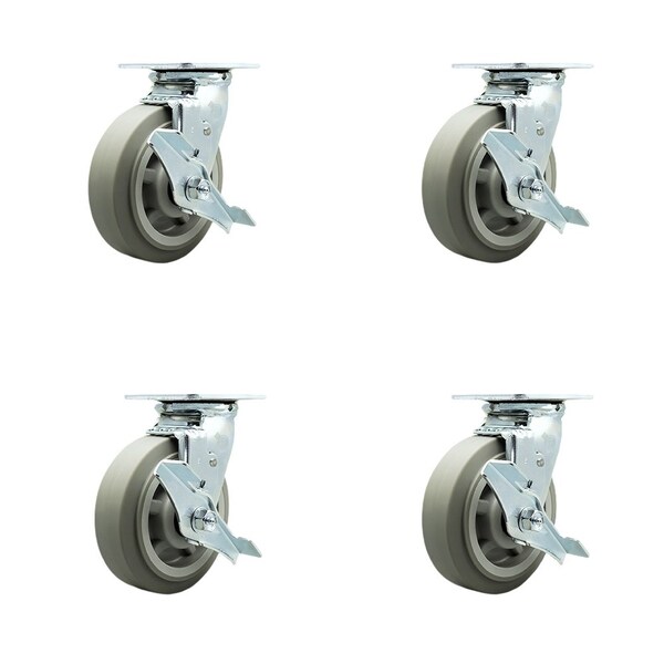 Tool Box Caster Wheel Set 6'' Thermoplastic Rubber Swivel Casters, 4PK